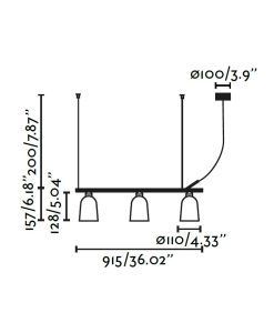 Lineare Lampe 3 Lichter STUDIO - Masse