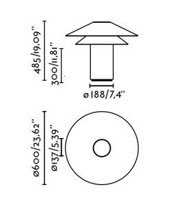SHAN große Tischlampe in Weiß und Beige - Masse