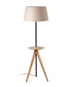 Stehlampe TREEWOOD in Schwarz, Beige und Holz 2
