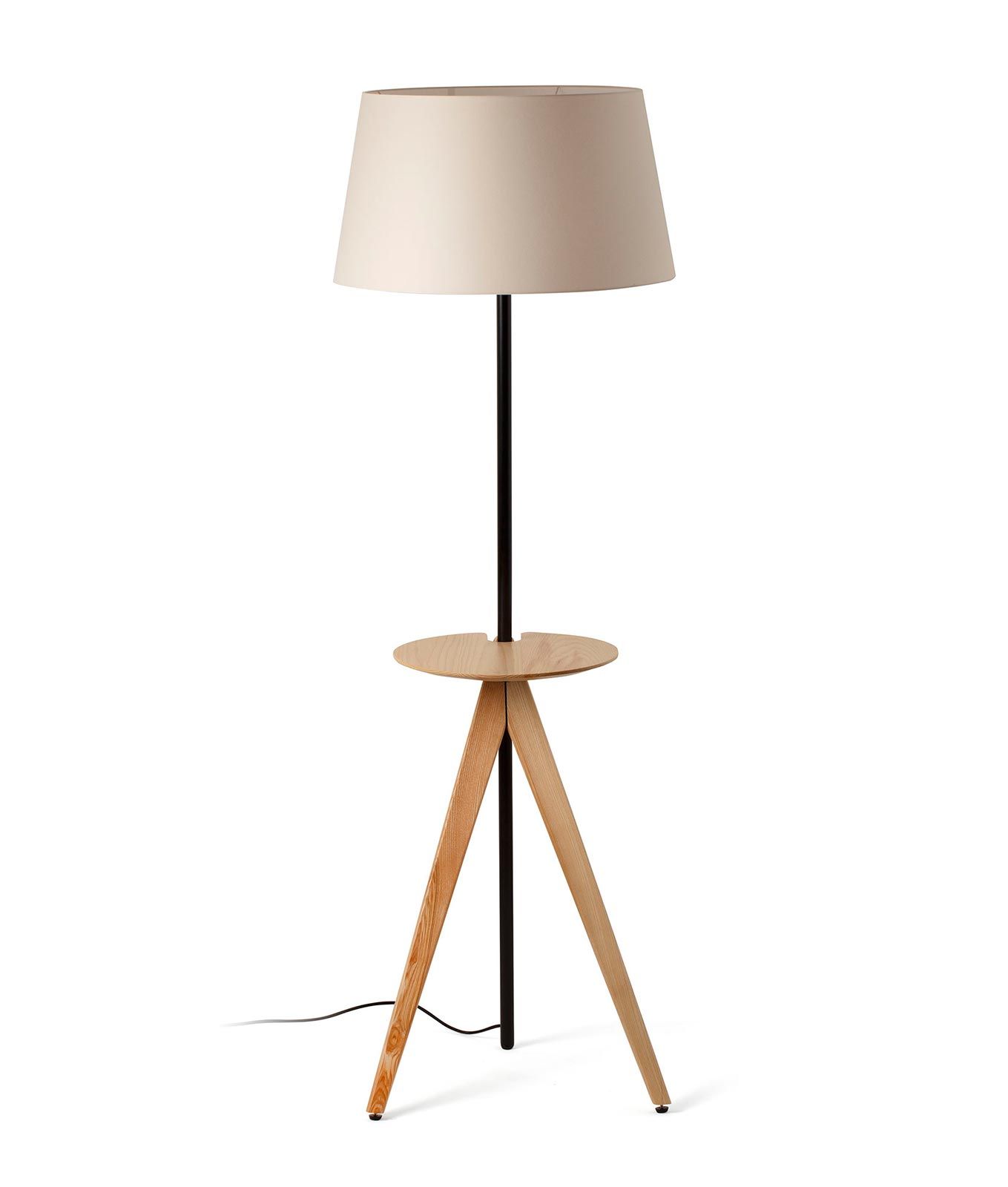 Stehlampe TREEWOOD in Schwarz, Beige und Holz 2