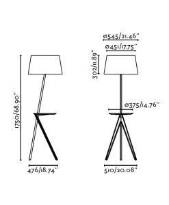 Stehlampe TREEWOOD in Schwarz, Beige und Holz - Masse