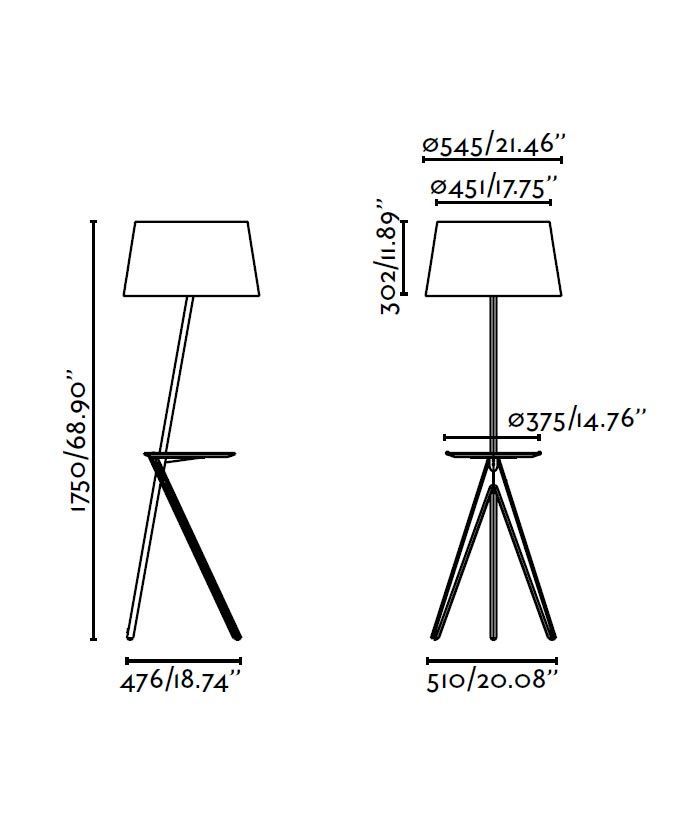 Stehlampe TREEWOOD in Schwarz, Beige und Holz - Masse
