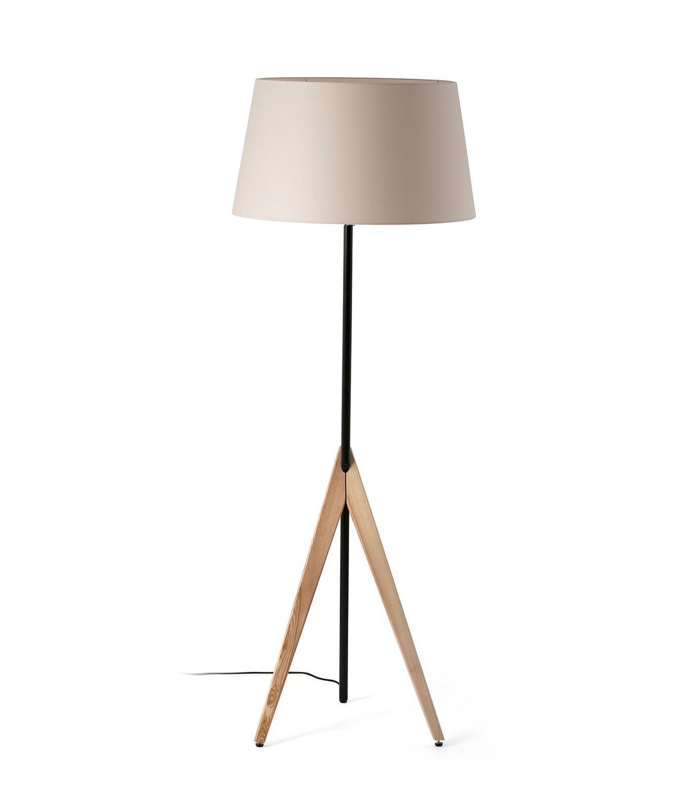 Stehleuchte TREEWOOD in Schwarz, Beige und Holz 2