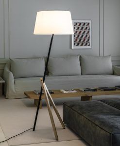Stehleuchte TREEWOOD in Schwarz, Beige und Holz - Umgebung