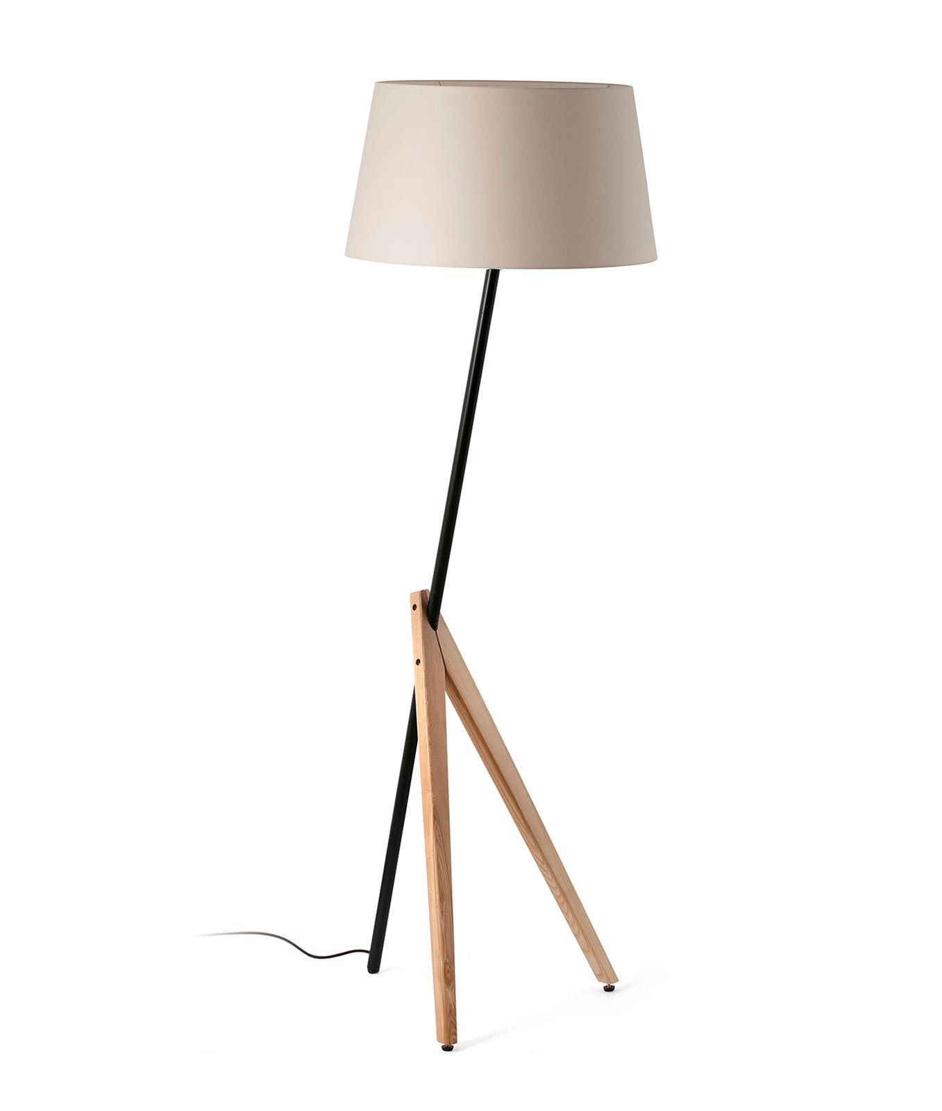 Stehleuchte TREEWOOD in Schwarz, Beige und Holz