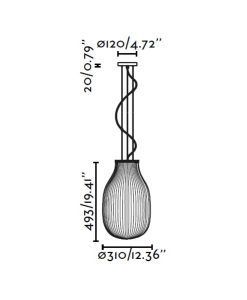 Weiße und opale Pendelleuchte Ø31 cm ISABELLE - Masse