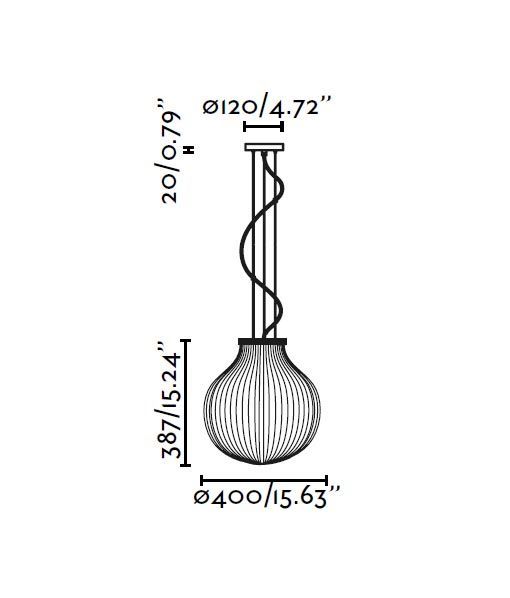Weiße und opale Pendelleuchte Ø40 cm ISABELLE - Masse