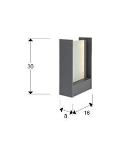Dunkelgraue Kennleuchte, Höhe 30 cm, MATIA LED - Masse