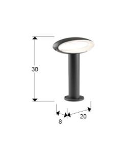 Dunkelgraue Kennleuchte, Höhe 30 cm, VILO LED - Masse