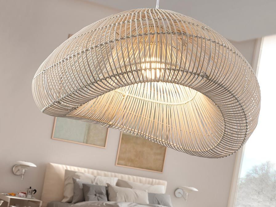 Pendelleuchte weiße Rattan-Pendelleuchte Ø 55 cm SABAH - Details