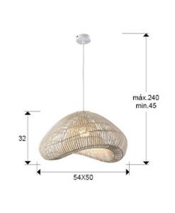 Pendelleuchte weiße Rattan-Pendelleuchte Ø 55 cm SABAH - Masse