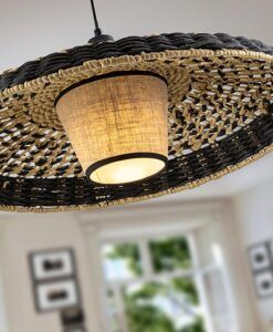 Schwarz-beige Lampe Ø 60 cm FIJI - Details