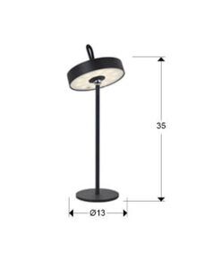 Schwarze Tischleuchte 35 cm Höhe GONG LED - Masse