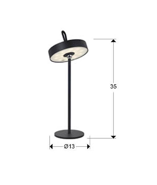 Schwarze Tischleuchte 35 cm Höhe GONG LED - Masse