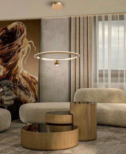 Goldene Lampe Ø 60 cm ORANE LED - Umgebung