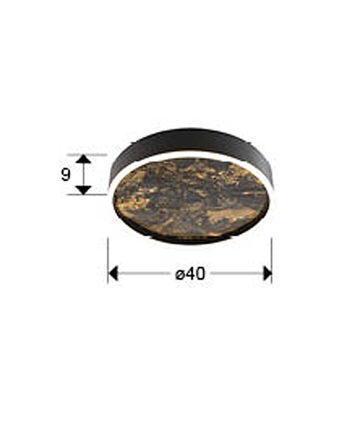 Schwarze Deckenleuchte Ø 40 cm STONE LED - Masse