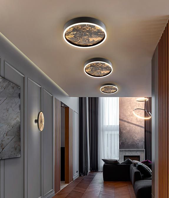 Schwarze Deckenleuchte Ø 40 cm STONE LED - Umgebung