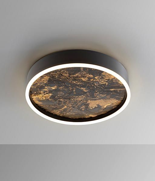 Schwarze Deckenleuchte Ø 40 cm STONE LED