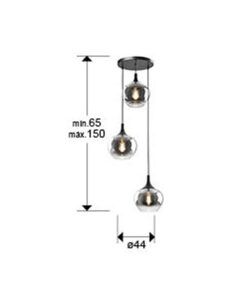 Schwarze Lampe 3 Lichter OPAZ - Masse