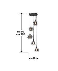 Schwarze Lampe 5 Lichter OPAZ - Masse