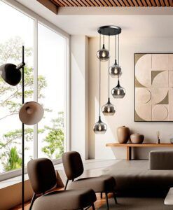 Schwarze Lampe 5 Lichter OPAZ - Umgebung