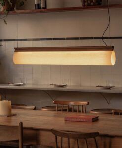 Lineare Leuchte in Nussbaum und Papyrus CATA LED - 3