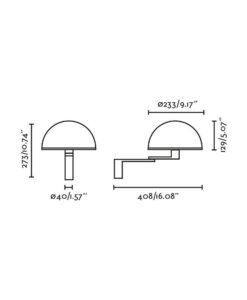Schwarze Wandleuchte mit schwenkbarem Arm DOME - 3