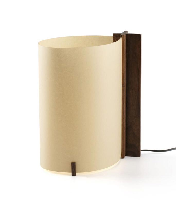 Tischleuchte in Nussbaum und Papyrus CATA 180 LED