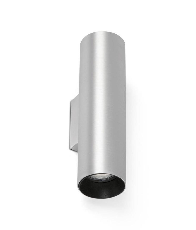 Wandleuchte mit 2 Leuchten in gebürstetem Aluminium STAN